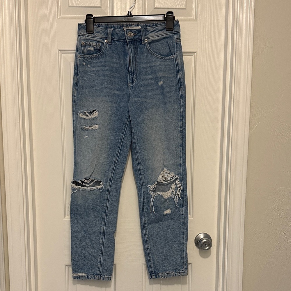 Garage Light Blue Distressed Ankle Jeans